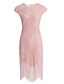 billige Elegant kjole-Tube / kolonne Brølende 20&#039;ere Kjole Festtøj Assymetrisk Kortærmet Høj halset Polyester med Paillette Kvast 2022
