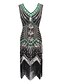 cheap Elegant Dresses-Sheath / Column Flapper 1920s Fashion Party Wear Cocktail Party Valentine&#039;s Day Dress V Neck Sleeveless Tea Length Polyester with Crystals Tassel 2021