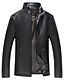 cheap Men&#039;s Christmas Outerwear-Men&#039;s Daily Basic Spring &amp;  Fall / Fall &amp; Winter Plus Size Regular Leather Jacket, Solid Colored Stand Long Sleeve PU / Polyester Brown / Black