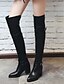 cheap Boots-Women&#039;s Boots Block Heel Boots Daily Solid Colored Over The Knee Boots Winter Chunky Heel Closed Toe Comfort Minimalism PU Loafer Black White