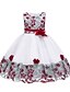 preiswerte Kleider für Mädchen-Kinder Wenig Mädchen Kleid Blumen Patchwork Blume Party Festtage Patchwork Weiß Purpur Rote Knielang Ärmellos Grundlegend Süß Kleider Sommer 3-8 Jahre