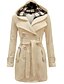 preiswerte Women&#039;s Coats &amp; Jackets-Damen Pea Coat Weihnachten Langer Mantel Zweireihiger Frack Wintermantel mit Gürtel Warmer winddichter Trenchcoat Slim Fit Elegante Freizeitjacke Langarm-Oberbekleidung