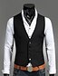 cheap Sale-Men&#039;s Vest Work Solid Colored Slim Polyester Men&#039;s Suit Navy Blue / Black / Brown / Sleeveless / Plus Size / Business Formal