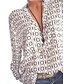 abordables Tops &amp; Blouses-Mujer Tallas Grandes Blusa Camisa Geométrico Sexy Manga Larga Estampado Cuello Camisero Básico Tops Blanco Azul Piscina Rojo