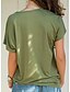 baratos T-shirts-Mulheres Camiseta Sólido Transparente Ombro a Ombro Assimétrico Básico Blusas Algodão Preto Azul Roxo