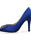 cheap Pumps &amp; Heels-Women&#039;s Heels Pumps Pointed Toe Sweet Minimalism Wedding Party &amp; Evening Walking Shoes Satin Rhinestone Solid Colored Summer Royal Blue Gray / 3-4