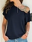 baratos T-shirts-Mulheres Camiseta Sólido Transparente Ombro a Ombro Assimétrico Básico Blusas Algodão Preto Azul Roxo