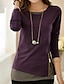 abordables T-shirts-Femme Couleur Pleine Fermeture éclair Mince Tee-shirt Quotidien Noir / Bleu / Violet / Rouge
