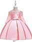 baratos Vestidos para Meninas-Infantil Pouco Vestido Para Meninas Cor Sólida Flor Festa Feriado Rosa Vinho Verde Altura dos Joelhos Meia Manga Ativo Doce Vestidos Primavera Verão Delgado