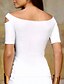 cheap Tops &amp; Blouses-Women&#039;s T shirt Solid Colored Fashion Hollow Off Shoulder Tops Basic Top White Black Blue
