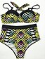 cheap Plus Size Swimwear-Women&#039;s Basic Strap Green Underwire Cheeky Bikini Swimwear Swimsuit - Geometric L XL XXL Green / Sexy