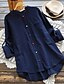 abordables Tops &amp; Blouses-Mujer Talla Grande Blusa Camisa Plano Color sólido Escote en Pico Tops Corte Ancho Azul Piscina Rojo Blanco