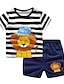 cheap Polos-Baby Boys&#039; Basic Daily Cotton Blue &amp; White Jacquard Short Sleeve Short Clothing Set Navy Blue / Toddler