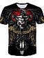 preiswerte Tank Tops-Herren T-Shirt Hemd Farbblock 3D Totenkopf Motiv Rundhalsausschnitt Täglich Klub Kurzarm Bedruckt Oberteile Grundlegend Strassenmode Schwarz