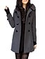 cheap Coats &amp; Trench Coats-Women&#039;s Coat Fall Winter Spring Street Daily Long Coat Regular Fit Elegant &amp; Luxurious Jacket Long Sleeve Classic Solid Colored Gray Black / Batwing Sleeve