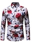 cheap Men&#039;s-Men&#039;s Shirt Graphic Classic Collar Going out Club Long Sleeve Print Tops Streetwear Boho White Black / Summer / Beach
