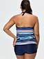 abordables Una pieza-Mujer Bañadores Tankini Talla EU / US Traje de baño A Rayas Azul Piscina Con Tirantes Trajes de baño