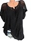 abordables T-shirts-Mujer Talla Grande Camisa de encaje Camisa Camiseta Blusa Plano Color sólido Rosa Sandía Negro Blanco Encaje Manga Larga Escote en Pico Ajuste regular Primavera Otoño