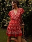 cheap Boho Dresses-Women&#039;s A Line Dress Orange Red Purple M L XL