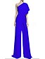 abordables Jumpsuits &amp; Rompers-Combinaison-pantalon Femme Couleur unie A Volants Fermeture éclair basique Une Epaule Pour Bottes (Bootcut) Soirée Standard Vin S Eté