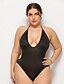 cheap Plus Size Swimwear-Women&#039;s One Piece Swimsuit Halter Plus Size Swimwear Bathing Suits Black