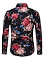 cheap Men&#039;s-Men&#039;s Shirt Floral Collar Shirt Collar Party Street Long Sleeve Tops Casual Vacation Outdoor White Black Red