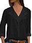 abordables Tops &amp; Blouses-Mujer Tallas Grandes Blusa Camisa Plano Un Color Manga Larga Escote en Pico Tops Blanco Negro Morado