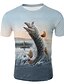 billige Tank Tops-Herre T skjorte Skjorte Grafisk 3D Dyr Rund hals Trykt mønster Topper Regnbue