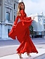 abordables Dresses-Femme Robe Évasée Jaune Vert Rouge Manches Longues V Profond M L XL XXL / Maxi / Mousseline de soie