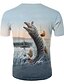billige Tank Tops-Herre T-shirt Skjorte Grafisk 3D Dyr Rund hals Trykt mønster Toppe Regnbue