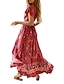 cheap Boho Dresses-Women&#039;s A-Line Dress Short Sleeve Floral Deep V Boho White Blue Red S M L XL / Maxi