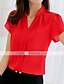 cheap Women&#039;s Blouses-Women&#039;s Blouse Plain Casual Daily Work Short Sleeve Blouse Shirt V Neck Basic Essential Elegant Slim White Blue Rosy Pink S