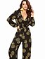 abordables Jumpsuits &amp; Rompers-Femme Basique V Profond Noir Combinaison-pantalon, Fruit Imprimé M L XL
