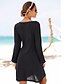 cheap Boho Dresses-Women&#039;s Shift Dress White Black Blushing Pink Long Sleeve Solid Color Hollow Out Chiffon Round Neck Casual Holiday Going out Beach S M L XL XXL / Mini