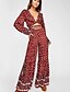 cheap Two Piece Sets-Women&#039;s Street chic Red Jumpsuit, Floral Print L XL XXL