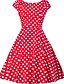 cheap Vintage Dresses-Women&#039;s A Line Dress Black Red Yellow Sleeveless Polka Dot Print V Neck 1950s S M L XL XXL 4XL 5XL / Plus Size
