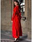 abordables Dresses-Femme Robe Évasée Jaune Vert Rouge Manches Longues V Profond M L XL XXL / Maxi / Mousseline de soie