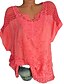 preiswerte T-shirts-Damen Übergröße Spitzenhemd Hemd T Shirt Bluse Glatt Einfarbig Rosa Schwarz Weiß Spitze Langarm V Ausschnitt Regular Fit Frühling Herbst