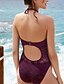 cheap One-Pieces-Women&#039;s One Piece Swimsuit Mesh Wine White Swimwear Halter Neck Bathing Suits / Padded Bras