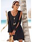 cheap Boho Dresses-Women&#039;s Shift Dress White Black Blushing Pink Long Sleeve Solid Color Hollow Out Chiffon Round Neck Casual Holiday Going out Beach S M L XL XXL / Mini