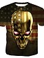 preiswerte Tank Tops-Herren T-Shirt Grafik 3D Totenkopf Motiv Rundhalsausschnitt Bedruckt Oberteile Gold