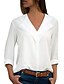 cheap Tops &amp; Blouses-Women&#039;s Plus Size Blouse Shirt Plain Solid Colored Long Sleeve V Neck Tops White Black Purple