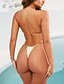 abordables Bikini-Mujer Halter Deportivo Básico En línea Bikini Traje de baño Espalda al Aire Un Color Bañadores Trajes de baño Naranja Beige / Sujetador Acolchado