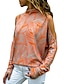 billige T-shirts-Dame Stribet Grafisk Trykt mønster Løstsiddende Bluse Basale Daglig Weekend Grime Bateau-hals Blå / Orange / Navyblå