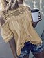 abordables Tops &amp; Blouses-T-shirt Femme Usage quotidien Couleur Pleine Demi Manches A Volants Dentelle Col Rond Blanche Orange Marron Hauts Standard