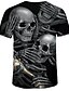 billige Tank Tops-Herre T-Shirts T-shirt Skjorte Grafisk 3D Dødningehoveder Rund hals Afslappet Daglig Kortærmet Trykt mønster Toppe Basale Designer Stor og høj Sort