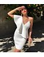 cheap Elegant Dresses-Women&#039;s Shirt Dress White Short Sleeve Round Neck S M L XL