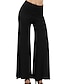 abordables Pantalones Mujer-Mujer Perneras anchas Poliéster / Algodón Color sólido Negro Blanco Básico Media cintura Fiesta
