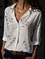 abordables Tops &amp; Blouses-Mujer Blusa Camisa Leopardo Amarillo Azul claro Estampado Leopardo Floral Trabajo Manga Larga Cuello Camisero Básico Casual Regular S