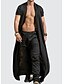 abordables Sale-Homme Trench-coat du quotidien Longue Manteau Standard basique Veste Manches Courtes Couleur Pleine Gris Noir